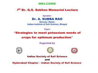 STRATEGIES TO MEET POTASSIUM NEEDS OF CROPS FOR OPTIMUM PRODUCTION