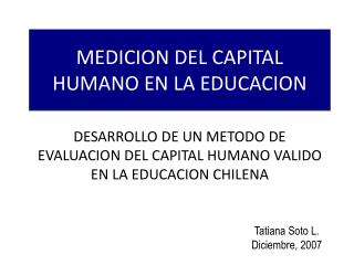 MEDICION DEL CAPITAL HUMANO EN LA EDUCACION