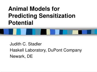 Animal Models for Predicting Sensitization Potential