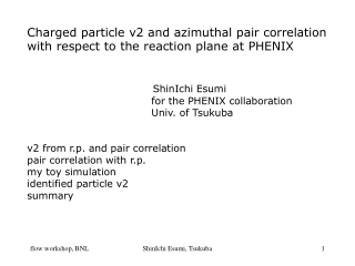 Charged particle v2 and azimuthal pair correlation  with respect to the reaction plane at PHENIX