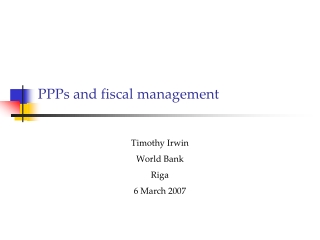 PPPs and fiscal management
