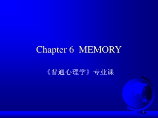 Chapter 6  MEMORY