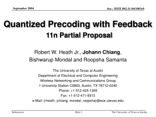 Quantized Precoding with Feedback 11n Partial Proposal