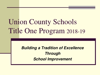 Union County Schools  Title One Program 2018-19