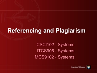 Referencing and Plagiarism