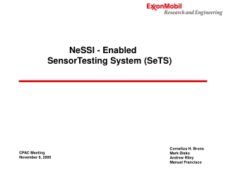 NeSSI - Enabled SensorTesting System (SeTS)