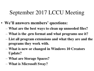 September 2017 LCCU Meeting