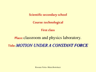 Scientific secondary school Course: technological  First class