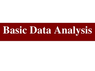 Basic Data Analysis