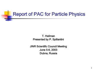 Report of PAC for Particle Physics