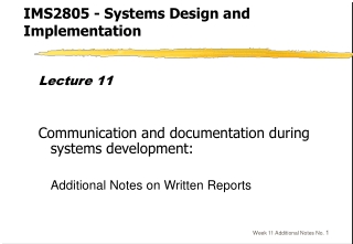 IMS2805 - Systems Design and Implementation