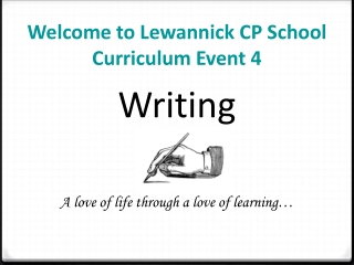 Welcome to Lewannick CP School Curriculum Event 4