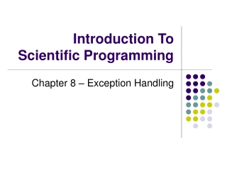 Introduction To Scientific Programming