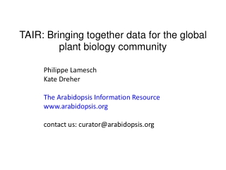 TAIR: Bringing together data for the global plant biology community