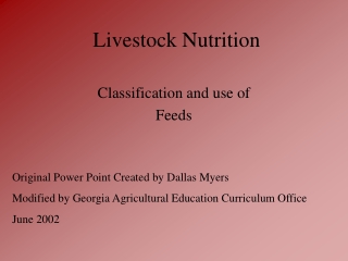 Livestock Nutrition