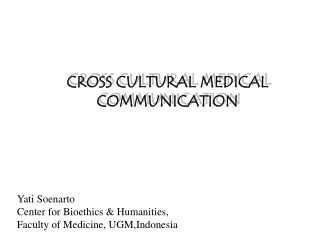 CROSS CULTURAL MEDICAL COMMUNICATION