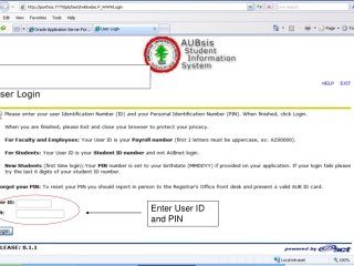 Enter User ID and PIN