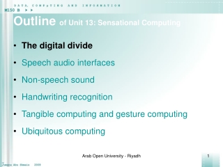 Outline  of Unit 13: Sensational Computing