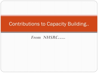 Contributions to Capacity Building..