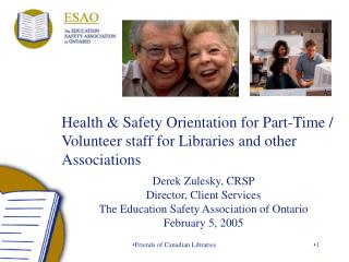 Health &amp; Safety Orientation for Part-Time / Volunteer staff for Libraries and other Associations