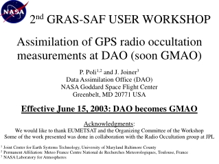 2 nd  GRAS-SAF USER WORKSHOP