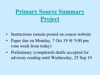 Primary Source Summary Project