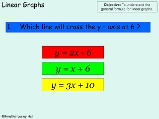 Which line will cross the y – axis at 6 ?