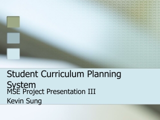 Student Curriculum Planning System