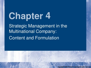 Strategic Management in the Multinational Company:  Content and Formulation