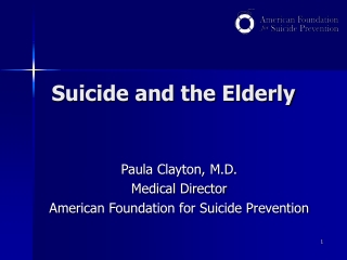 Suicide and the Elderly