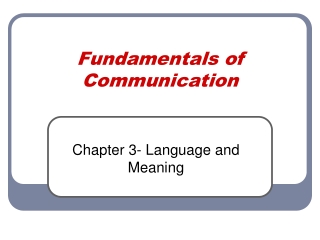 Fundamentals of Communication