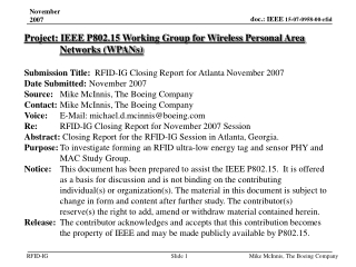 Project: IEEE P802.15 Working Group for Wireless Personal Area Networks (WPANs)