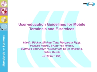 User-education Guidelines for Mobile Terminals and E-services