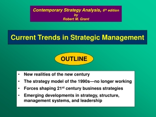 Current Trends in  Strategi c  M anagement