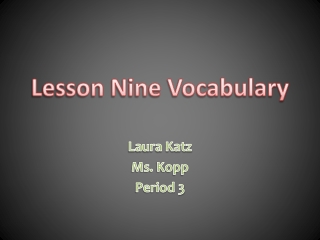 Lesson Nine Vocabulary