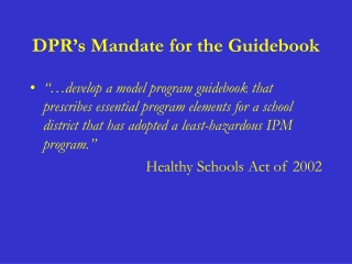 DPR’s Mandate for the Guidebook