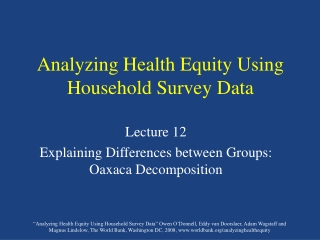 Analyzing Health Equity Using Household Survey Data