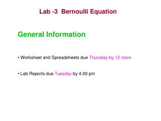 Lab -3  Bernoulli Equation
