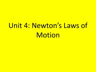 Unit 4: Newton’s Laws of Motion