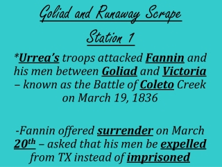 Goliad and Runaway Scrape Station 1