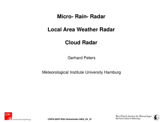 Micro- Rain- Radar Local Area Weather Radar  Cloud Radar