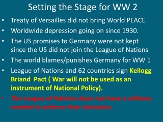 Setting the Stage for WW 2