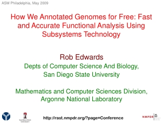 Rob Edwards Depts of Computer Science And Biology,  San Diego State University