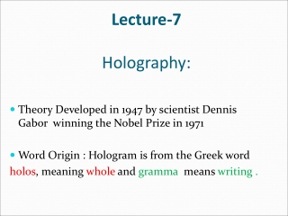 Lecture-7 Holography: