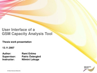 User Interface of a  GSM Capacity Analysis Tool