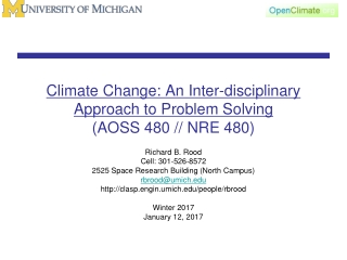 Climate Change: An Inter-disciplinary Approach to Problem Solving (AOSS 480 // NRE 480)