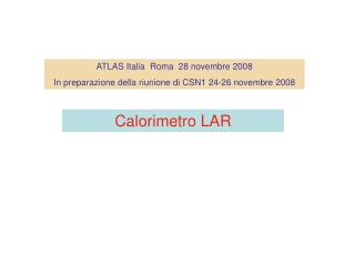 ATLAS Italia  Roma  28 novembre 2008  In preparazione della riunione di CSN1 24-26 novembre 2008