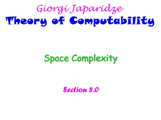 Giorgi Japaridze Theory of Computability