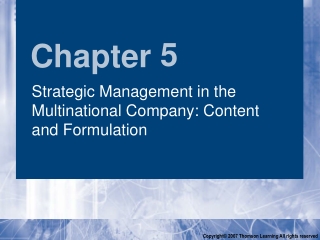 Strategic Management in the Multinational Company: Content and Formulation