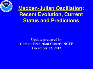 Madden-Julian Oscillation : Recent Evolution, Current Status and Predictions